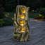 Fontaine d'eau d'extérieur 23,6 po, chute de souche d'arbre avec lumières DEL chaudes, fonction en cascade autoportante en résine pour jardin et patio