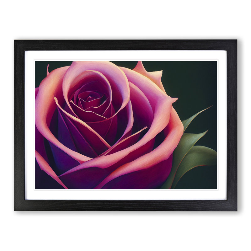 Spirited Rose Flower - Single Picture Frame Print, Black Framed, 46cm H x 64cm W x 2cm D