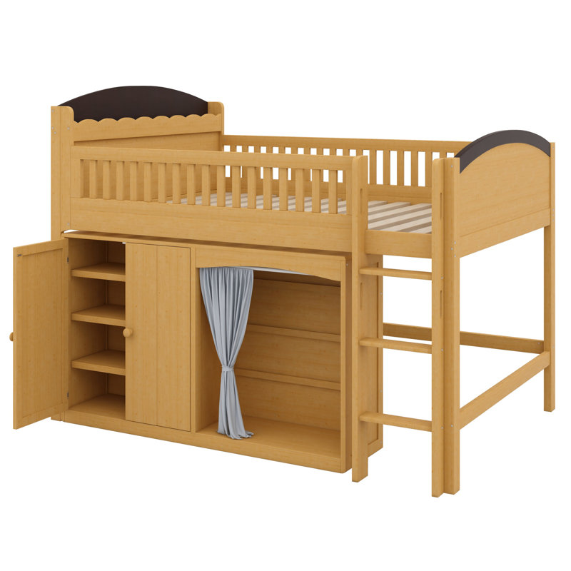 Lit mezzanine avec garde-robe, armoire de rangement, Bois