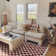 Walker Checkered Burnt Orange/Cream Shag Area Rug