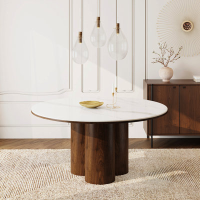 Fairmont 59" Round Sintered Stone Dining Table Seats 6-8