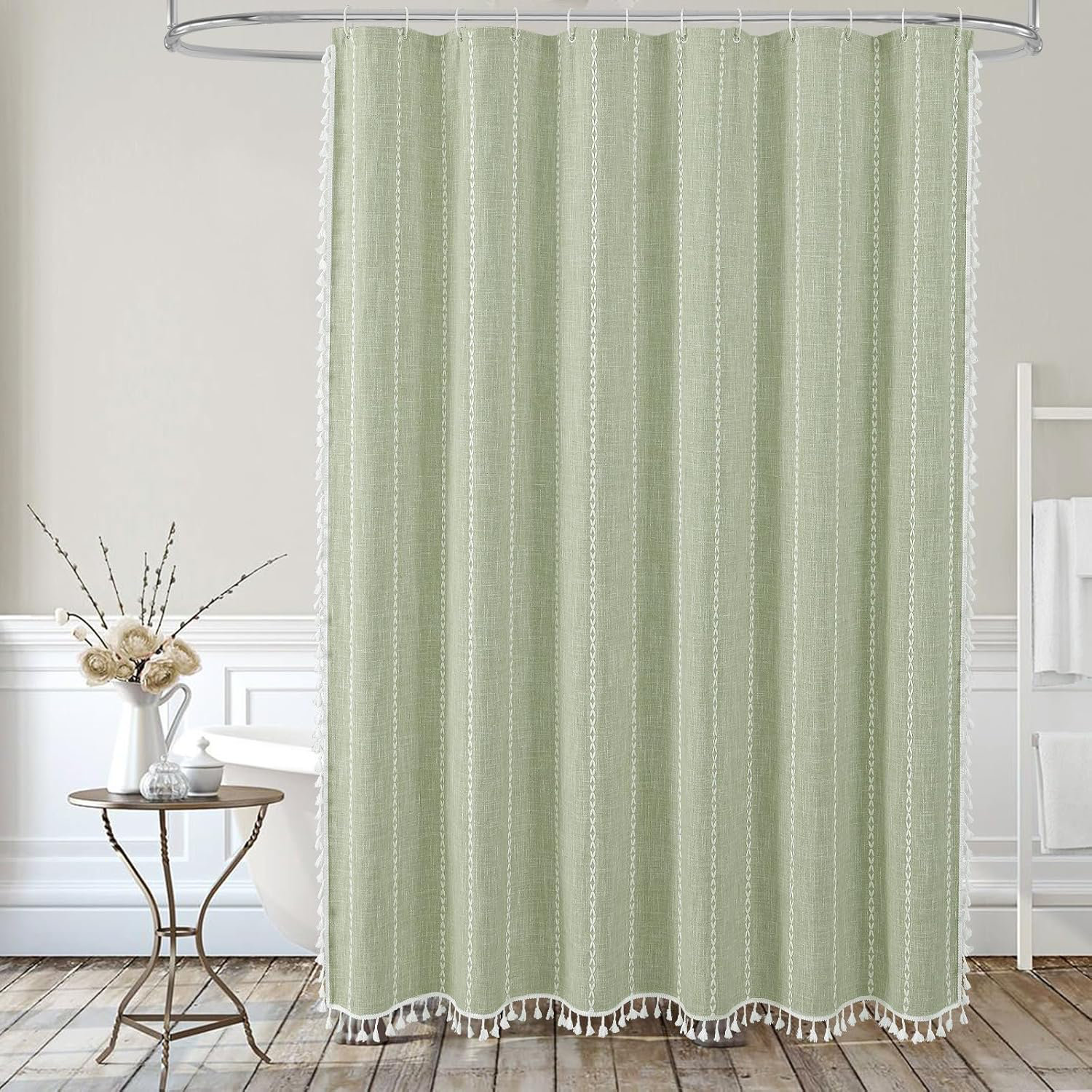 Dakota Fields Sage Green Shower Curtain 72 X 78, Boho Farmhouse 78 Inch