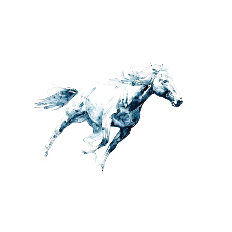 Sapphire Gallop I by Julie T. Chapman - Wrapped Canvas Painting, 20.32 cm H x 30.48 cm W