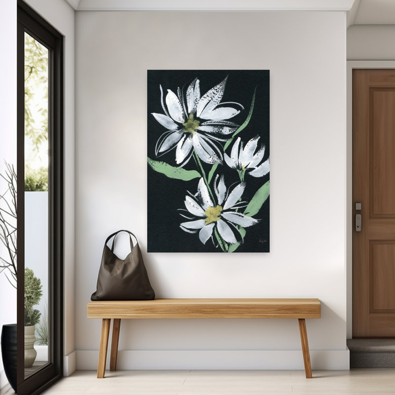 Art floral contemporain blanc minuit, H 60 po x l 40 po