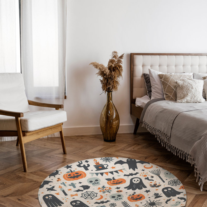 Tapis tressé Eerie Ghostly Glow, Rond 5 pi