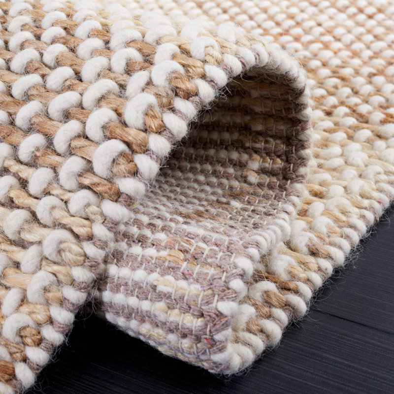 Tapis naturel / beige fait à la main Charvik, Rectangle de 5 pi x 8 pi