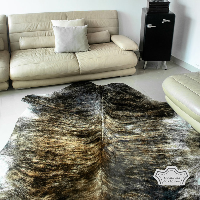 Handcrafted Dark Brindle Cowhide Rug 5' x 7'
