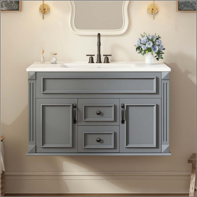 Meuble-lavabo mural de style français 36 po