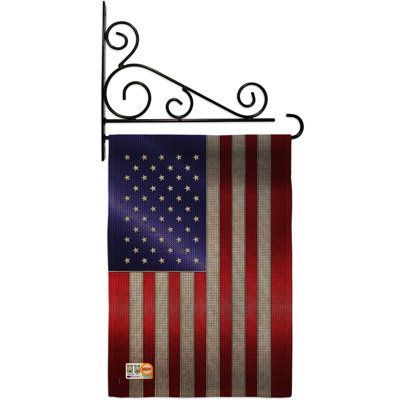 Double Sided 18.5'' H x 13'' W Burlap Flag Set