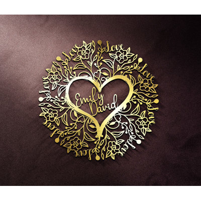 Heart & Love Sign Customized Metal Wall Art Decor, Personal Text Gift For Valentine's Day & Wedding