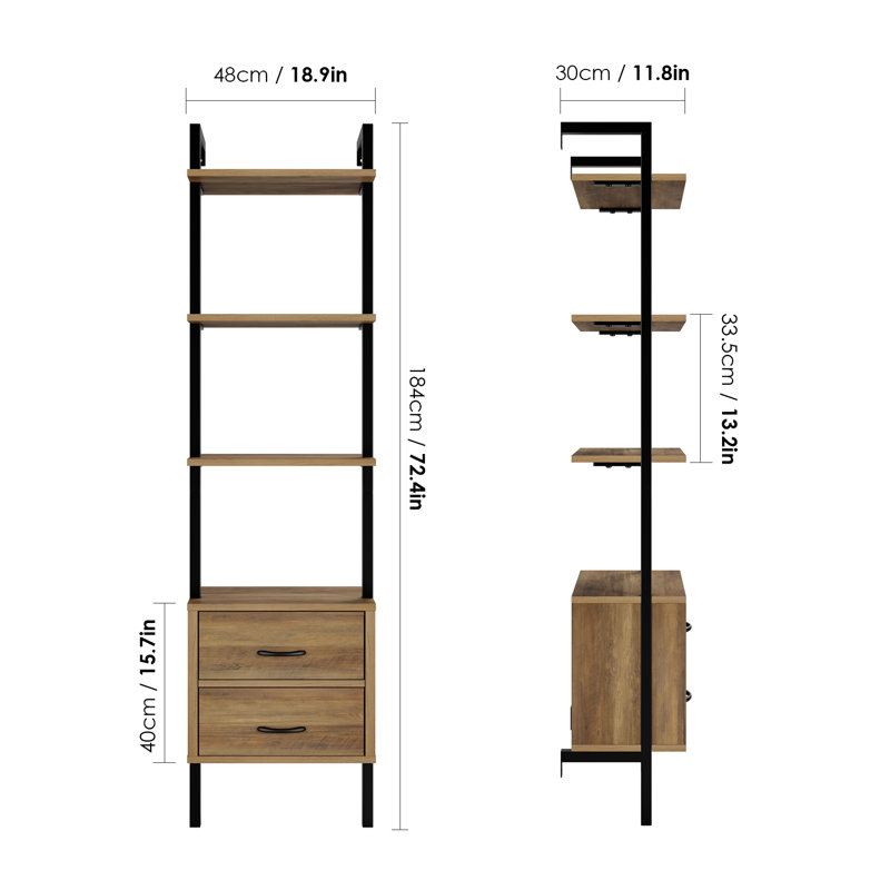 Jelks 184cm H x 48cm W Iron Ladder Bookcase