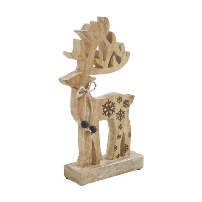 Renne flocon de neige en bois naturel