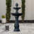 XBrand 44" H White Fiberglass/Resin 2-Tier Solar Water Fountain w/ Solar Panel and Auto-Shut Off Pump-2011606557