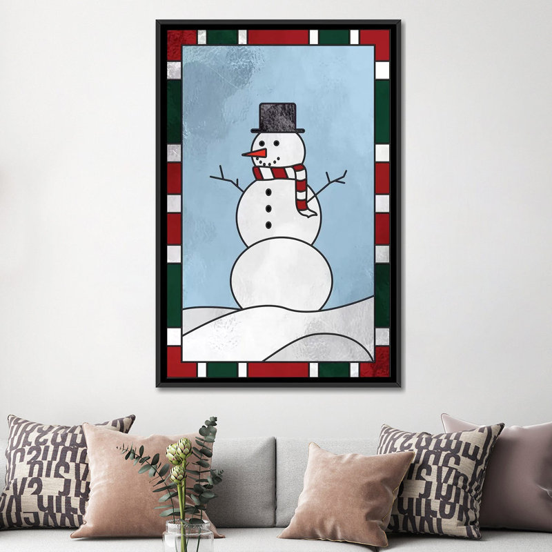 « winter bonhomme » par "5by5collective, impression sur toile tendue, H 26 po x l 18 po x P 1,5 po, Toile avec cadre noir