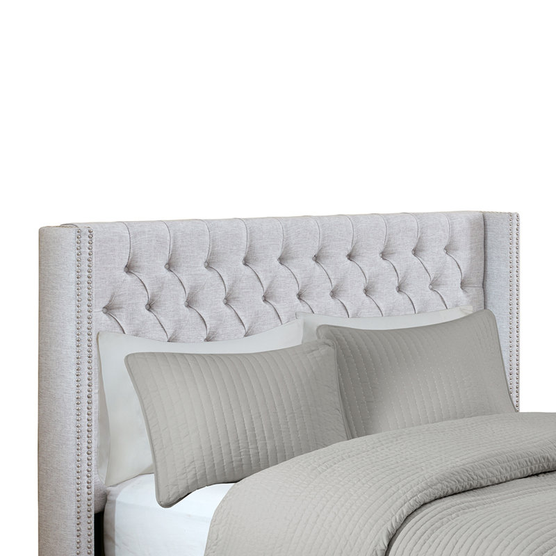 Tête de lit tapissier gris grand