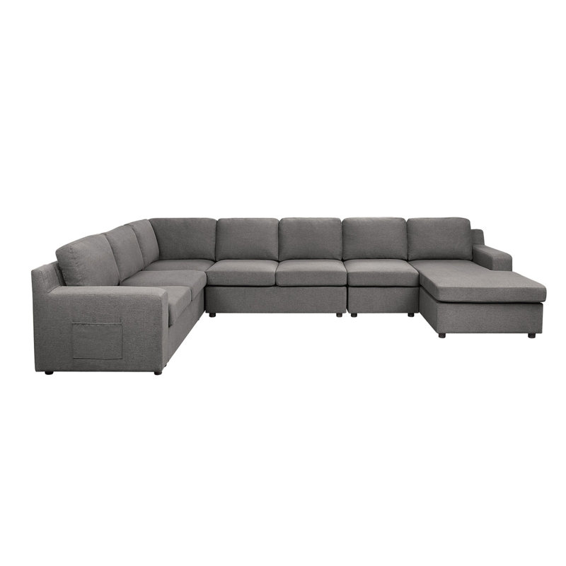 Canapé modulaire en U avec méridienne orientée à droite Uriel, Orienté à gauche (vu de face)