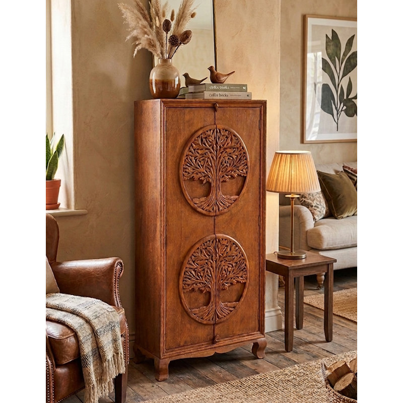 Armoire haute en bois massif à 2 portes Tree of Life