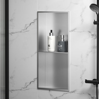 Double Shelves SUS304 Stainless Shower Niche 24Inch