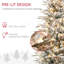 6Ft Tall Prelit Artificial Christmas Tree Holiday Décor With 636 Snow Flocked Branches, 250 Warm  Clear S, Auto Open, Extra Bulb