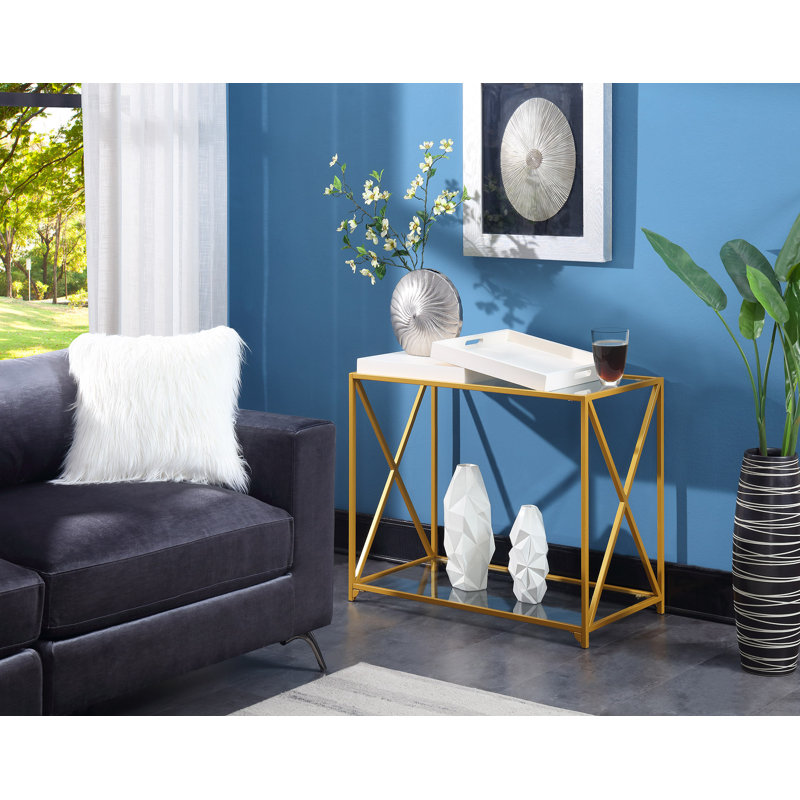 Console 34,5 po Carmelo, Blanc / Doré