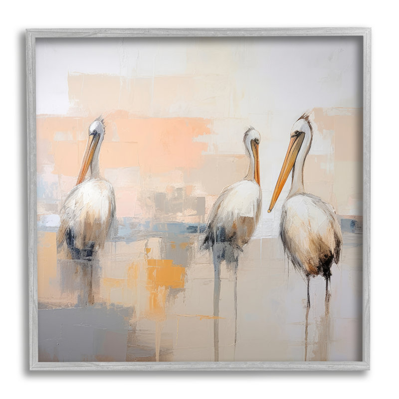 Az-106-Trio de pélicans modernes encadrés, Estampe numérique Farmhouse, H 12 po x l 12 po x P 1,5 po