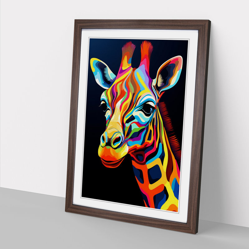 Giraffe Op - Framed Print, Walnut, 34cm H x 25cm W x 2cm D