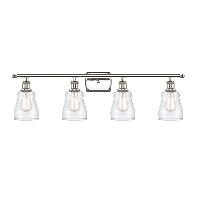 Mccarver 4 - Light Dimmable Vanity Light, Clear, Polished Nickel, No Bulb Included