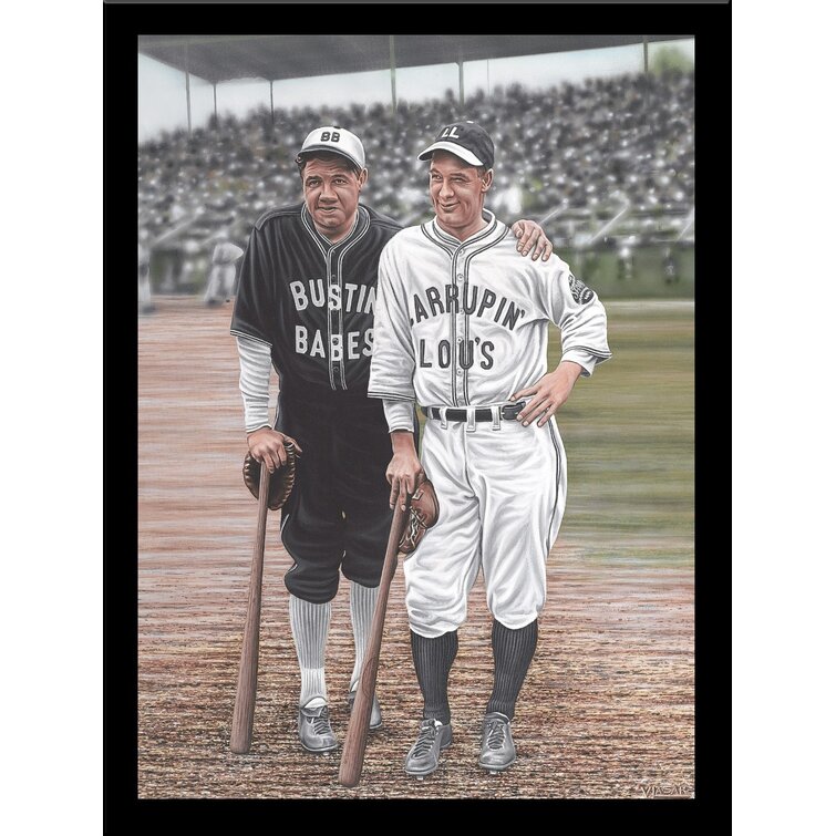 Buy Art for Less 'Babe Ruth and Lou Gehrig' Print Poster by Darryl Vlasak Framed Memorabilia - Size: 16 H x 12 W x 1 D