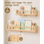Ensemble de 3 étagères flottantes murales en pin massif de 23 pouces pour chambre d'enfant, étagère à livres murale en bois avec rails avant en moulures de bois-524540984-524540986