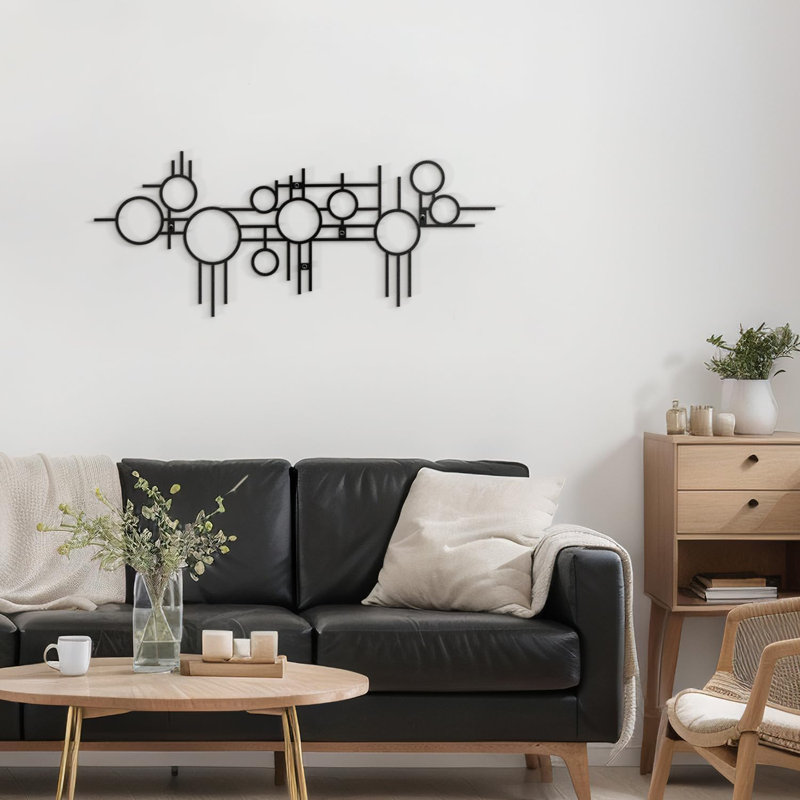 Décoration murale en métal, H 10 po x l 30 po x P 0,05 po, Noir