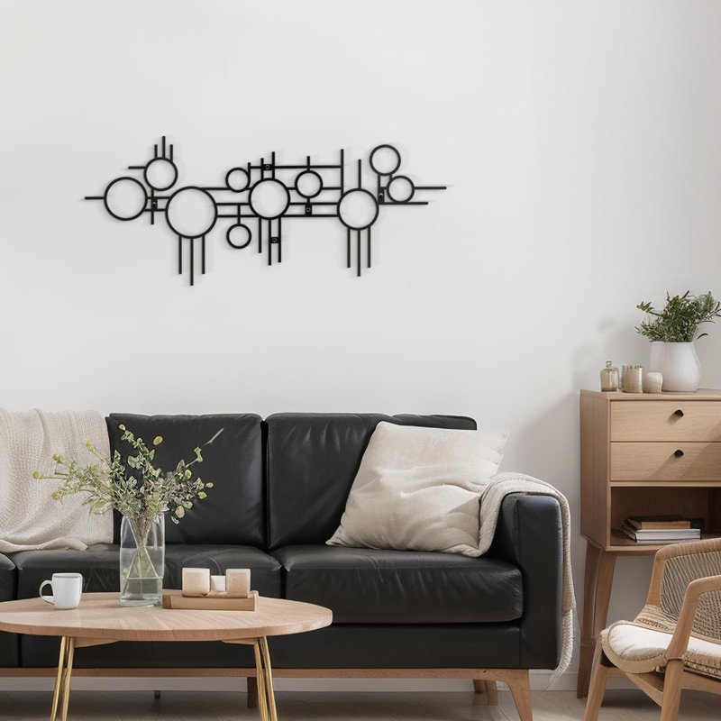 Wall Decor Metal, Black, 12" H x 36" W x 0.05" D