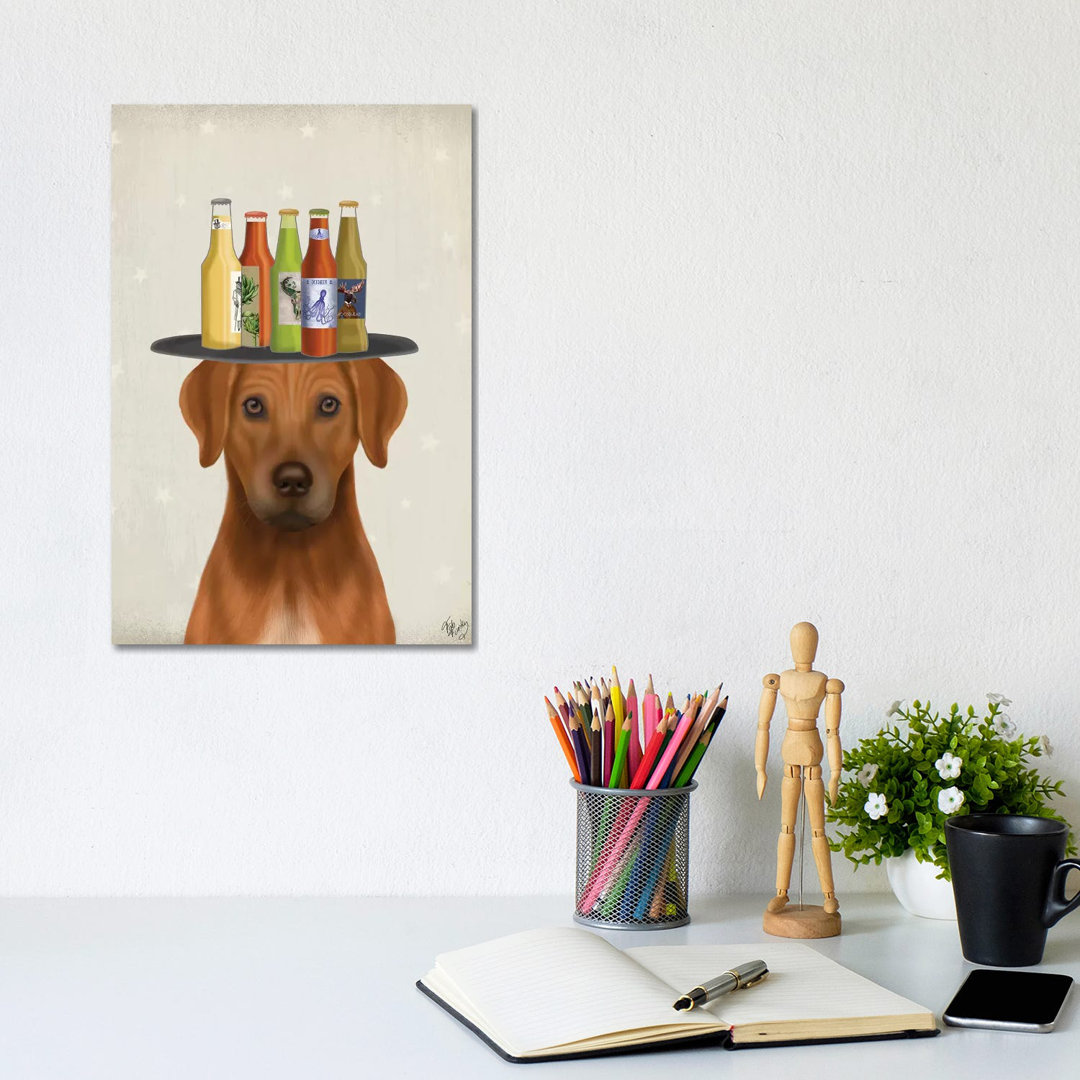 Rhodesian Ridgeback Beer Lover by Fab Funky - Wrapped Canvas Gallery-Wrapped Canvas Giclée