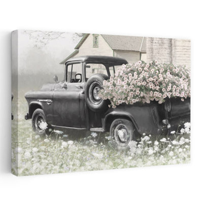 Favorite Old Truck - Fleurs rétro, art noir