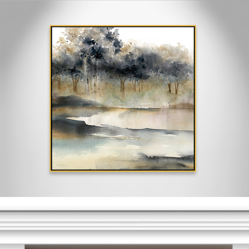 Collection Silent Waters Silent Waters I par Carol Robinson, H 41,5 po x l 41,5 po x P 2 po, Or