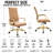 Humairaa Leather Office Chair – Executive Task Chair with Swivel, Adjustable Height & Gold Base for Home Office or Conference Room-325982888