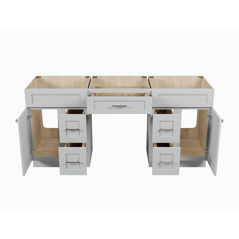 Ensemble de meuble-lavabo double 72 po avec bureau Disar, Gris