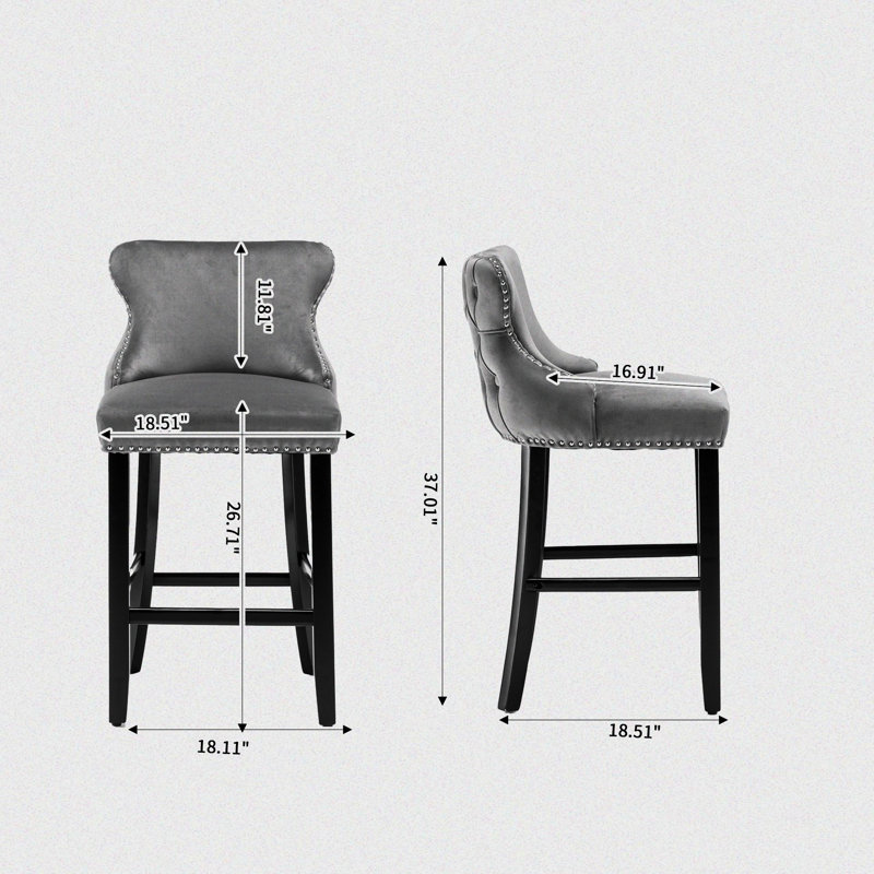 Tabouret de comptoir 26,72 po Joason, Gris foncé