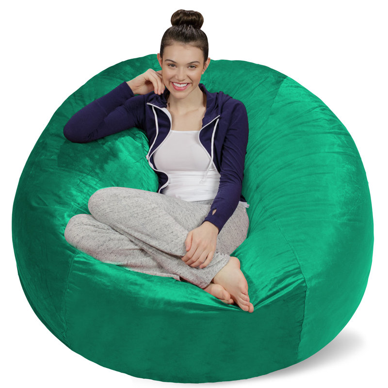 Fauteuil à billes - fauteuil repose-pieds rond rembourré de mousse déchiquetée - Fauteuil à billes rembourré de mousse à mémoire de forme ultra douce avec housse en microsuède - Mobilier et accessoires rembourrés de mousse pour chambre de résid