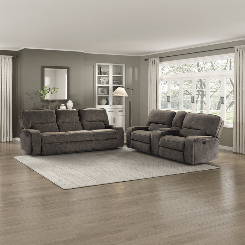 Amite Canapé inclinable droit en chenille W, Chenille chocolat