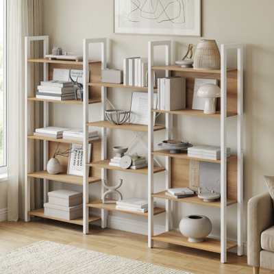Jaliyah 166 cm H x 158 cm W Steel Etagere Bookcase