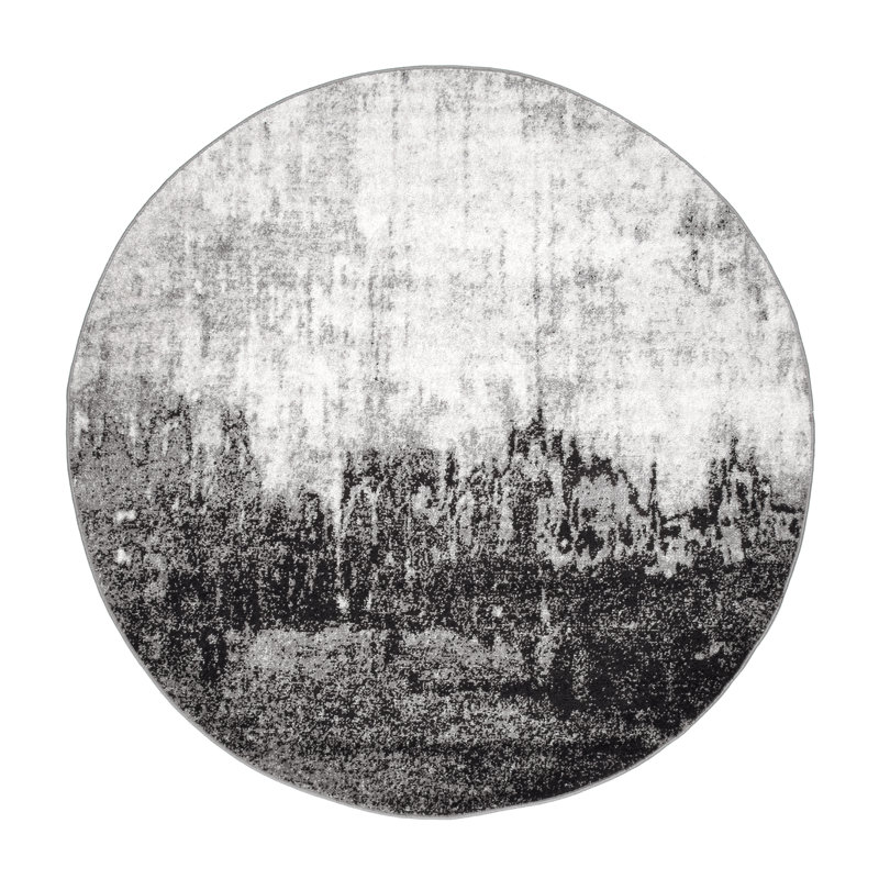 Virginia Black/Gray Area Rug, Round 5'