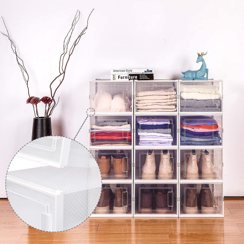 Boîte à chaussures de rangement pliable empilable