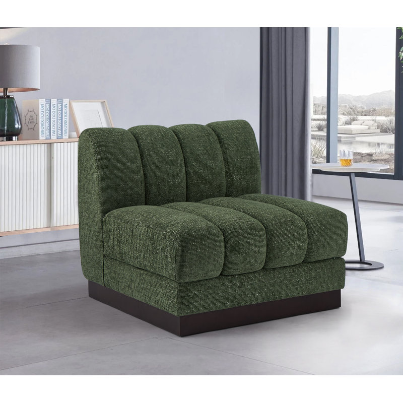 Fauteuil en chenille Quinn, Tissu chenille vert