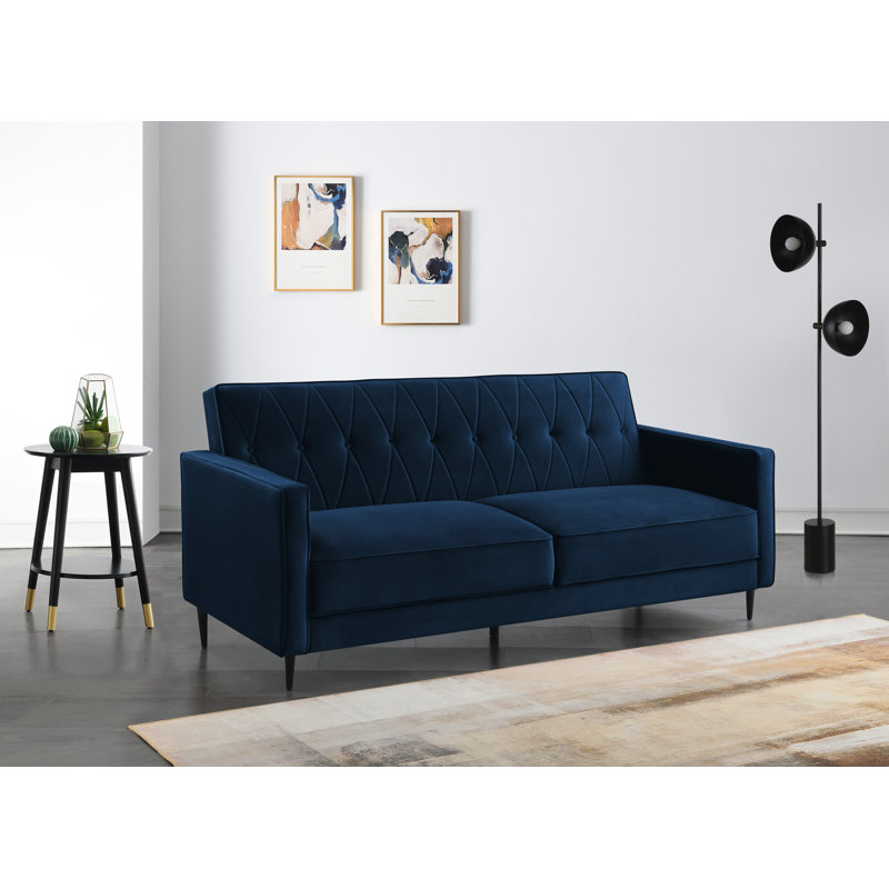 Aticus 3 Seater Velvet Sofa Bed, Midnight Blue