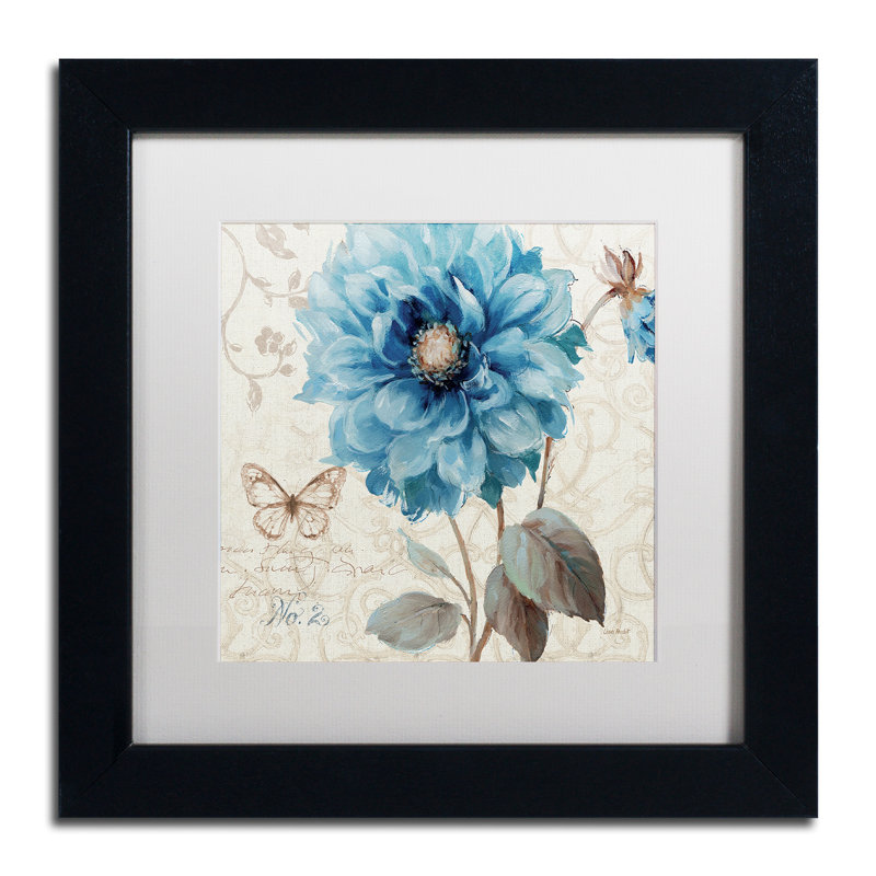 11x11 Blue Floral Art Print in Black Frame