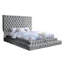 Lit plateforme capitonné surdimensionné de style contemporain entièrement capitonné de couleur grise 1pc-74164896-74164898