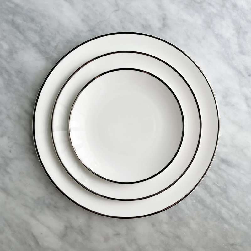 Alex Platinum Bone China Salad/Dessert Plate, Silver