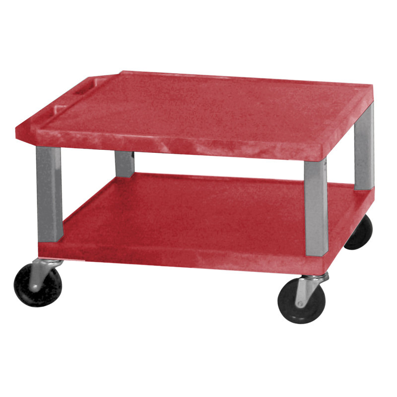 Tuffy 16'' H AV Cart with Wheels, Nickel, Red