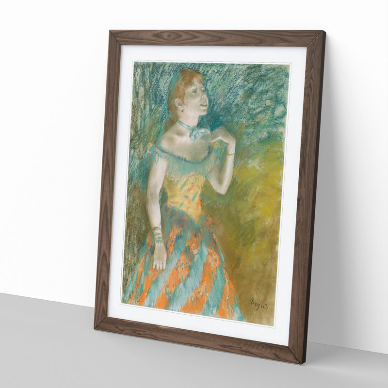 The Singer in Green by Edgar Degas - Picture Frame Painting, 48cm H x 36cm W x 2cm D, Walnut Framed