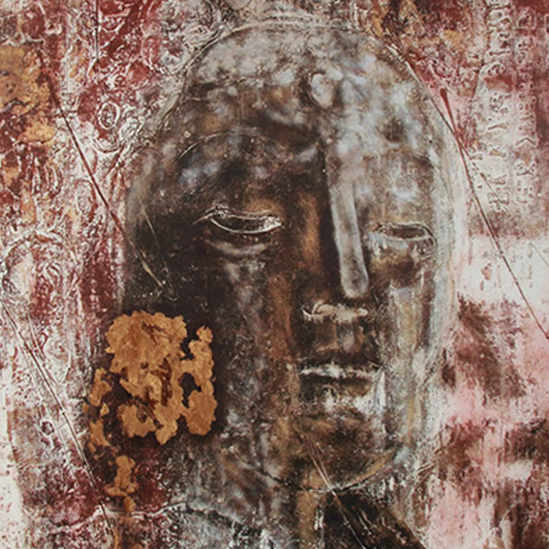 Large Brown and Red Buddha Canvas Print Wall Art